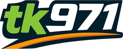 tk971 brand logo on dark blue header